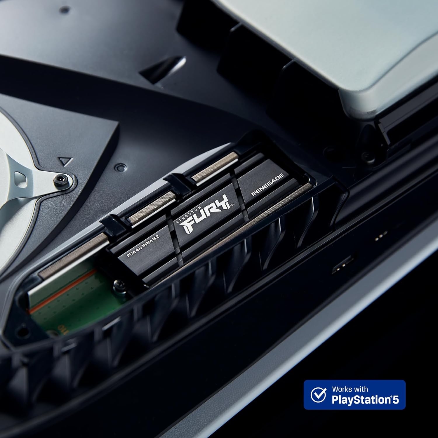 Kingston Fury Renegade 1TB PCIe Gen 4.0 NVMe M.2 SSD interno para juegos con disipador de calor | Listo para PS5 | Hasta 7300 MB/s | SFYRSK/1000G
