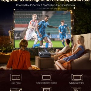 [Built-in Official Apps/4K Support] Smart Outdoor Projector with WiFi and Bluetooth, 800ANSI Movie Projector, DoIby Audio with Dual Speaker, Auto Focus w/ YouTube&PrimeVideo Proyector, Upgrad P62 Pro