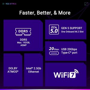 ASUS ROG Strix B850-A Gaming WiFi AMD AM5 B850 ATX Motherboard 14+2+2 Power Stages, DDR5 AEMP, 2.5G LAN, WiFi 7 with Q-Antenna, 4X M.2, PCIe® 5.0, USB 20Gbps Type-C, AI Networking II, ASUS AI Advisor