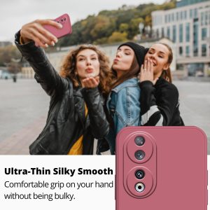 Compatible with Honor 90 Case Silicone Liquid Dark Green, Soft Smooth Touch for Honor 90 Phone Case Silicone Shockproof Thin Cover (Camellia)