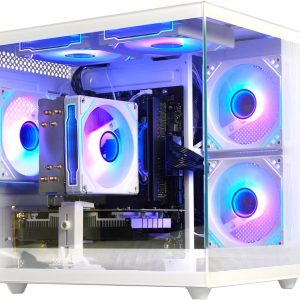 Pre Built Gaming PC Ryzen 5 5500 3.6GHz,(6Core 12Threads Up to 4.2G),Radeon RX6500XT 4G,DDR4 16G Nvme 512G SSD,WiFi 6 Tower Desktop Computer for Home and Office