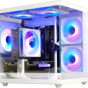 Pre Built Gaming PC Ryzen 5 5500 3.6GHz,(6Core 12Threads Up to 4.2G),Radeon RX6500XT 4G,DDR4 16G Nvme 512G SSD,WiFi 6 Tower Desktop Computer for Home and Office