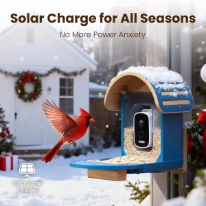 Comedero inteligente para pájaros con cámara, cámara de alimentación de pájaros UHD de 2.5 K con energía solar, identificación AI sensible, video de captura de alertas instantáneas