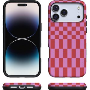 Casely iPhone 17 Pro Max Case | Vibe Check | Pink Checkerboard | Compatible with MagSafe | Bold Protective Design