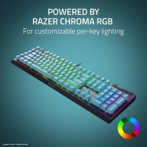 Razer BlackWidow V4 X Teclado mecánico para juegos: interruptores verdes táctiles y clicky - 6 teclas macro - Chroma RGB - Teclas ABS Doubleshot - Amortiguación de sonido y estabilizadores - Zenless Zone Zero Edition