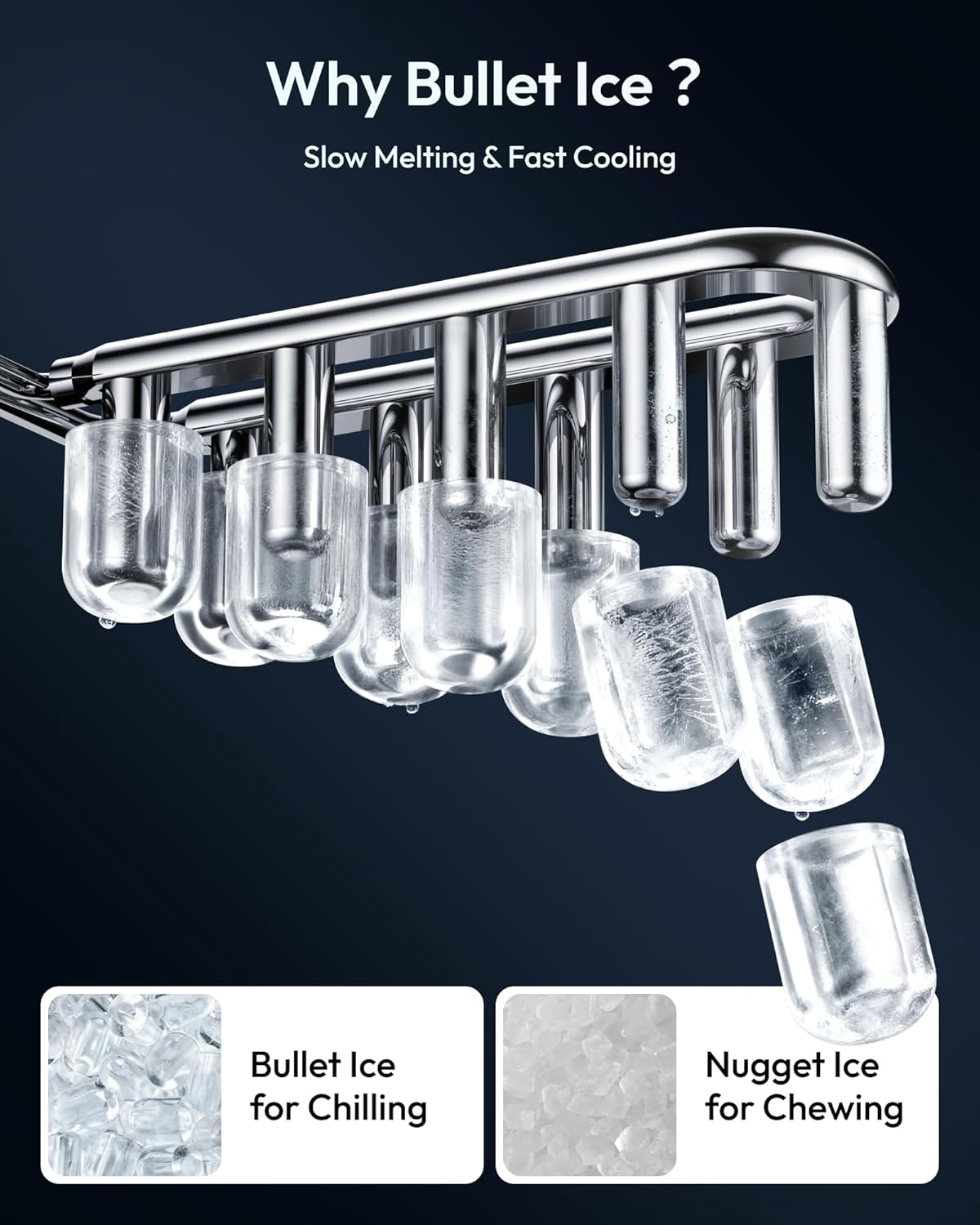 EUHOMY - Máquina de hacer hielo encimera con asa, portátil con cesta y cuchara, autolimpiante, produce 26 lb en 24 h, 9 cubos de hielo listos en 6 min, para el hogar, cocina, camping y casa rodante
