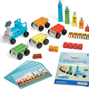 hand2mind Numberblocks Express Train MathLink - Juego de actividades de aprendizaje preescolar, juguete de tren, bloques de conteo, juguetes de números, juguetes educativos para niños, manipuladores matemáticos para preescolares