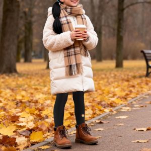 4 Pack Girls Fleece Lined Leggings Kids Winter Warm Pants Girls Thick Basic Solid Full Length Pants