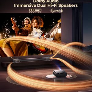 [Built-in Official Apps/4K Support] Smart Outdoor Projector with WiFi and Bluetooth, 800ANSI Movie Projector, DoIby Audio with Dual Speaker, Auto Focus w/ YouTube&PrimeVideo Proyector, Upgrad P62 Pro