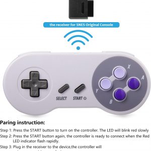 KIWITATA 2 Pack 2.4GHz Wireless Controller for SNES Original Console, Rechargeable Wireless Remote Gamepad Controller for SNES Super Entertainment System Console