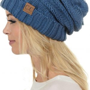 C.C Hat-100 Oversized Baggy Slouch Thick Warm Cap Hat Skully Cable Knit Beanie