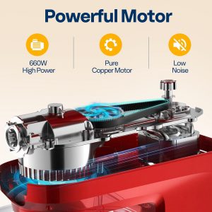 VIVOHOME 9 in 1 Multifunctional Stand Mixer with Fermentation, 6 Speed 7.5 Quart Kitchen Electric Food Mixer with Timer, Meat Grinder, Juice Blender, Vegetable Slicer, Pasta and Cookie Maker, Red