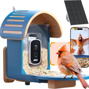 Comedero inteligente para pájaros con cámara, cámara de alimentación de pájaros UHD de 2.5 K con energía solar, identificación AI sensible, video de captura de alertas instantáneas