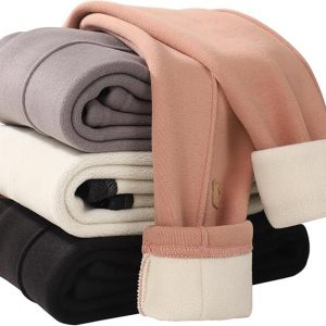 4 Pack Girls Fleece Lined Leggings Kids Winter Warm Pants Girls Thick Basic Solid Full Length Pants