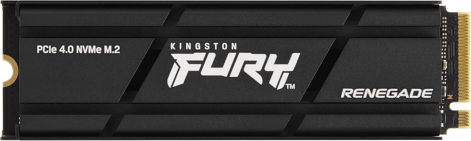 Kingston Fury Renegade 1TB PCIe Gen 4.0 NVMe M.2 SSD interno para juegos con disipador de calor | Listo para PS5 | Hasta 7300 MB/s | SFYRSK/1000G