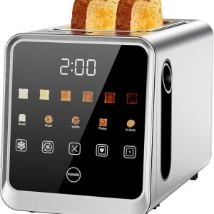 Tostadora de 2 rebanadas con pantalla táctil digital inteligente y memoria de 1 toque, ranuras extra anchas de acero inoxidable de 1.5 pulgadas para bagels y pan artesanal | 900 W para un tostado