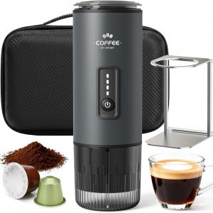 Portable Coffee Maker, 3 in 1 Electric Espresso Machine Set, Rechargeable Self-Heating Brewer with Carrying Bag and Coffee Stand for Office Camping, Hiking