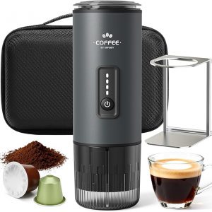 Portable Coffee Maker, 3 in 1 Electric Espresso Machine Set, Rechargeable Self-Heating Brewer with Carrying Bag and Coffee Stand for Office Camping, Hiking