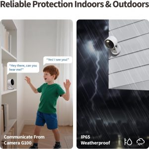 Aqara G100, cámara de seguridad para interiores y exteriores 2K, video seguro HomeKit, audio de 2 vías, visión nocturna de color y infrarrojos, detección de AI, FOV de 140°, Wi-Fi 6, compatible con