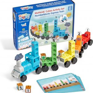 hand2mind Numberblocks Express Train MathLink - Juego de actividades de aprendizaje preescolar, juguete de tren, bloques de conteo, juguetes de números, juguetes educativos para niños, manipuladores matemáticos para preescolares