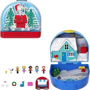 Polly Pocket x Peanuts Collector Compact, Micro Dolls and Playset, 7 Themed Accessories, 4 Iconic Locations, Snoopy & Woodstock