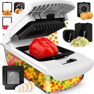 Fullstar The Original Pro Chopper - Vegetable Chopper and Spiralizer, Food Chopper with Container, Fruit Slicer, Kitchen Gadgets & Gifts, Home Essentials (7 in 1, White)