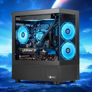 NINGMEI Supreme Master Gaming PC Desktop,AMD Ryzen 7 5700X 8 core 3.4GHz(up to 4.6GHz),GeForce RTX 5060 8GB,32GB DDR4 RAM 3200MHz,1TB NVME SSD,600W PSU,Windows 11 Home 64-bit,Black