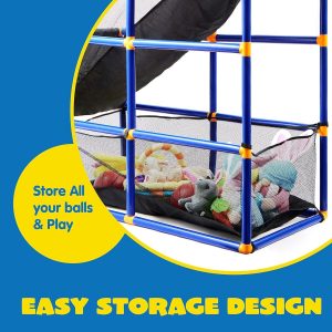 JOYIN Juego de baloncesto arcade con 4 bolas y aro para niños de 3 a 12 años de edad, juego deportivo en interiores y exteriores, fácil de instalar, bomba de aire incluida, ideal para competición