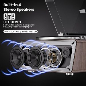 All in One Vinyl Record Player,Bluetooth Turntable Built in 4 Stereo Speakers Phono Preamp,High Fidelity Turntables for Vinyl Records with Magnetic Cartridge AT-3600L,2-Speed,33/45RPM,PC Recording