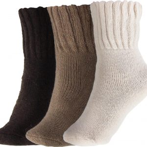 BenSorts Calcetines de invierno para mujer, gruesos, cálidos, acogedores, calcetines de cuello redondo, regalos de color sólido