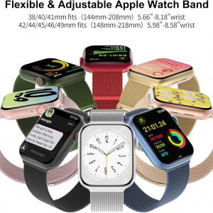 Paquete de 3 correas de malla metálica compatibles con Apple Watch de 1.496 in 1.575 in 1.614 in 1.654 in 1.732 in 1.772 in 1.811 in 1.929 in, correa magnética de acero inoxidable para iWatch Ultra 3 2 1 Series 11/10/9/8/SE/7/6/5/4/3 para hombres y mujeres