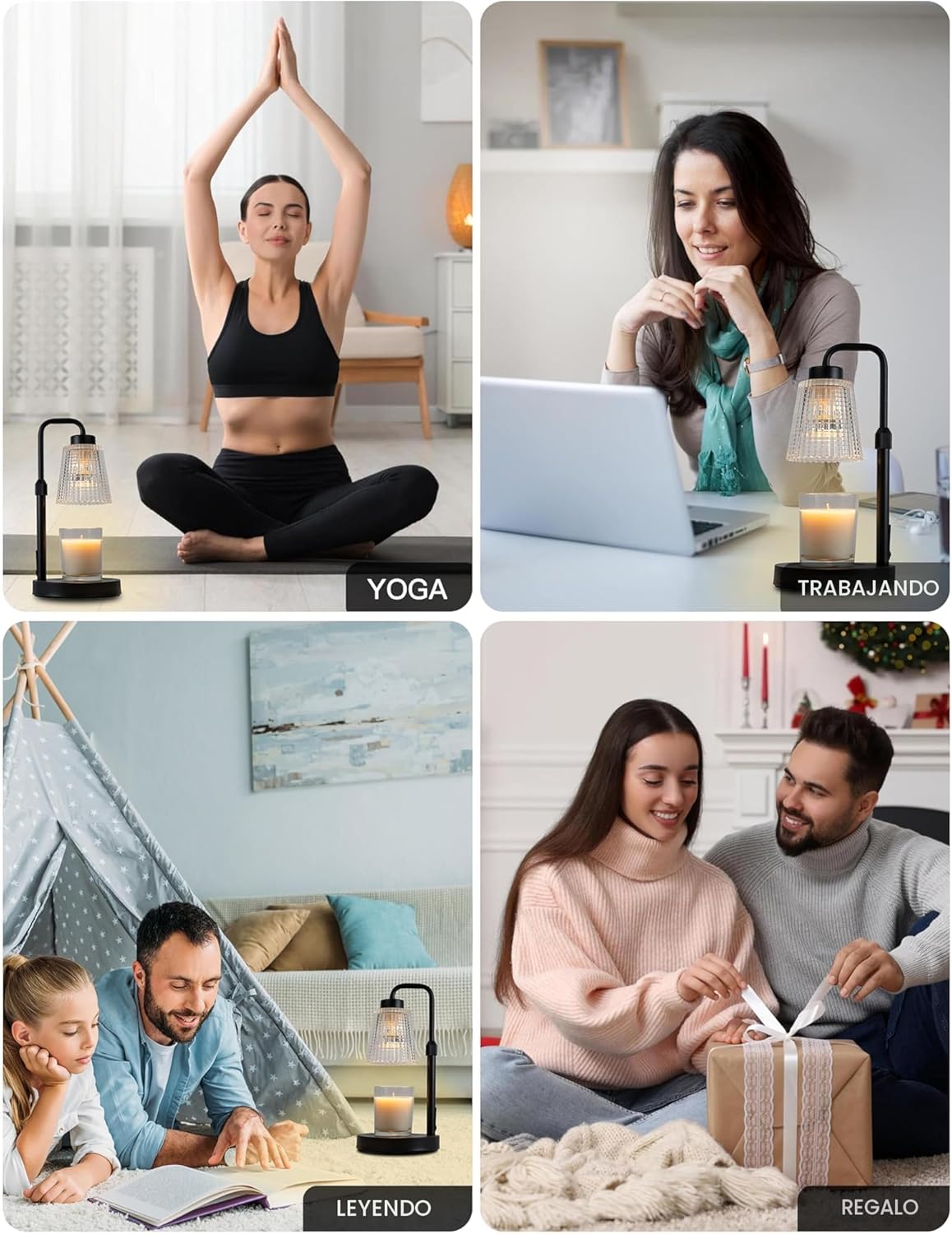 Lámpara calentadora de velas con temporizador regulable, altura ajustable, regalos de inauguración de la casa, decoración de habitación del hogar, regalos de cumpleaños para mujeres y mamá,
