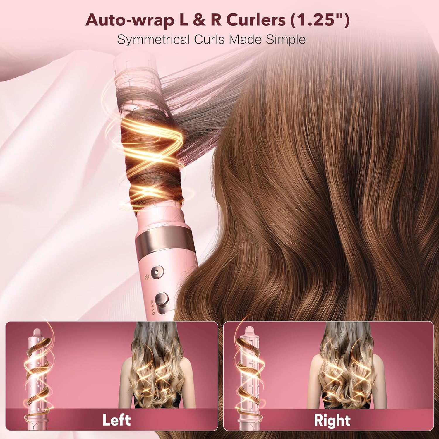 StyleVibe 8-in-1 Air Styler, Hair Dryer & Blow Dryer Brush with Travel Case - Auto Wrap Curls (L/R), Fast Drying, Thermal Round Brush for Smooth Blowouts & Frizz-Free Volume, No Heat Damage