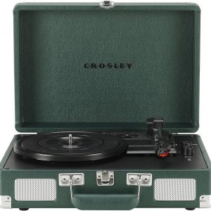 Crosley CR8005F-EM Cruiser Plus Vintage 3-Speed Bluetooth in/Out Suitcase Vinyl Record Player Turntable, Dark Emerald