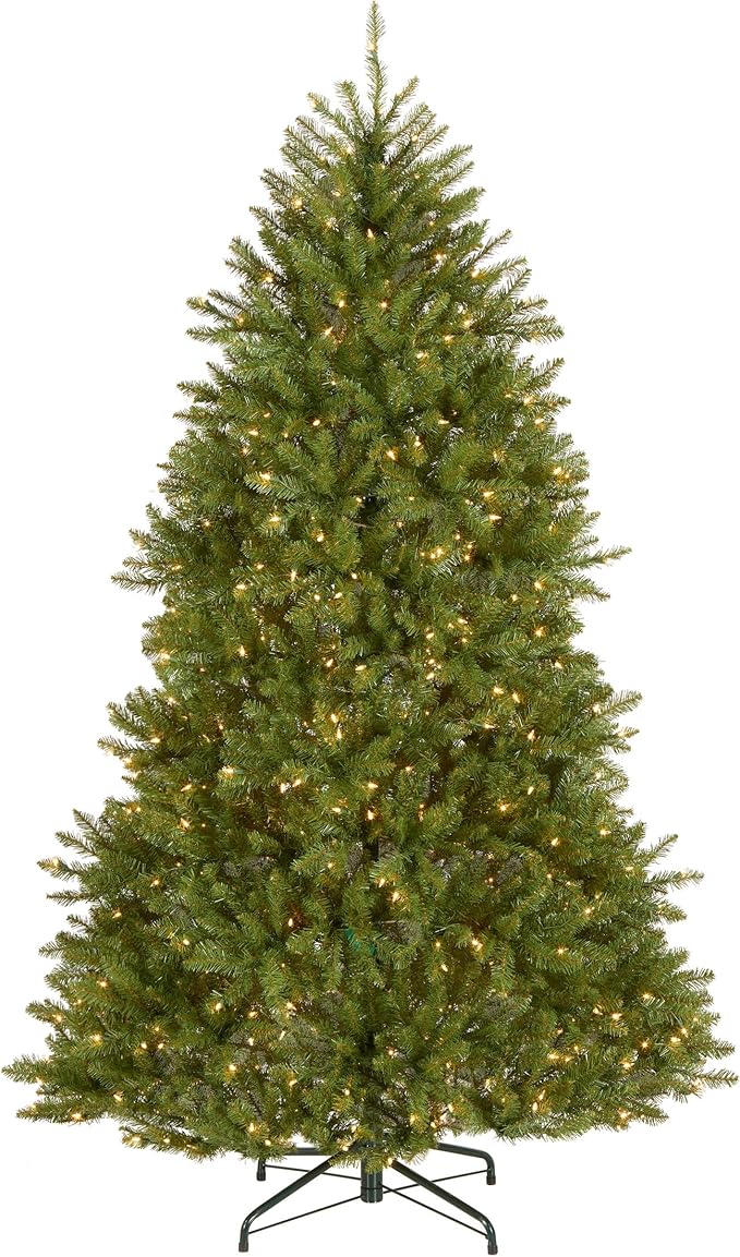 National Tree Company 7 ft Pre-Lit Dunhill Fir Full Artificial Christmas Tree, 700 Clear Lights, 2,144 Tips, Includes Stand, Green