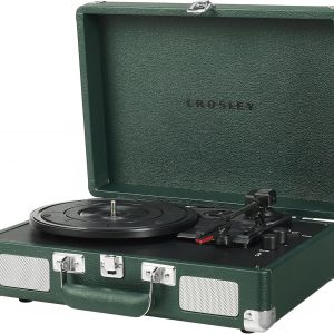 Crosley CR8005F-EM Cruiser Plus Vintage 3-Speed Bluetooth in/Out Suitcase Vinyl Record Player Turntable, Dark Emerald