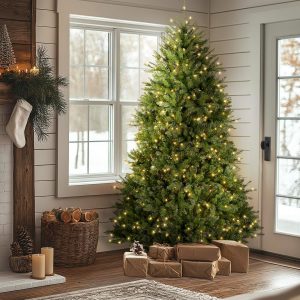 National Tree Company 7 ft Pre-Lit Dunhill Fir Full Artificial Christmas Tree, 700 Clear Lights, 2,144 Tips, Includes Stand, Green