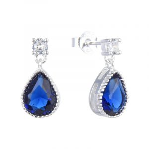 Aretes de colgar con circonia azul