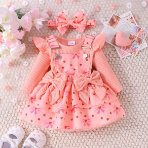 Vestido y bodi color rosado