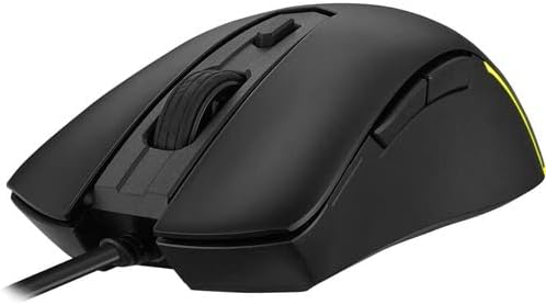 ASUS TUF Gaming M3 Gen II - Ratón USB con cable para juegos, ergonómico para diestros, ligero de 2.08 oz, 8K DPI, resistencia al polvo y al agua IP56, protección antibacteriana, 6 botones programables, soporte para PC/Mac, color negro