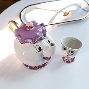GZHaiTuoSi Cartoon New Beauty And The Beast Teapot Mug Mrs Potts Chip Tea Pot Cup One Set Lovely & set