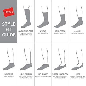 Hanes - Calcetines de trabajo para hombre, calcetines largos acolchados, calcetines que absorben la humedad y control de olor, negro y blanco, paquetes de 6 y 12 disponibles