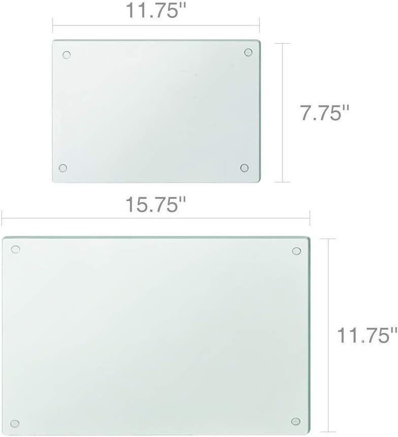 Murrey Home Glass Cutting Board Set for Kitchen Counter, Tempered Glass Chopping Boards Dishwasher Safe, Small Clear Countertop Tray, Set of 4