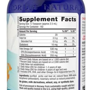 Nordic Naturals DHA para Niños, Fresa - 16 oz para Niños - 530 mg de Omega-3 con EPA y DHA - Desarrollo y Función Cerebral - Sin OGM - 192 Porciones