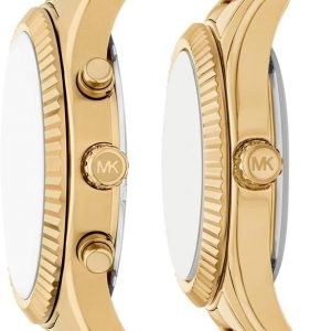 Michael Kors Lexington Three-Hand Gold-Tone Stainless Steel Bracelet Watch Gift Set (Model: MK4950SET)