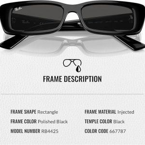 Ray-Ban RB4425 TERU BIO-BASED Rectangle Shaped Sunglasses for Men & Women with Official RAYBAN Eyewear Kit