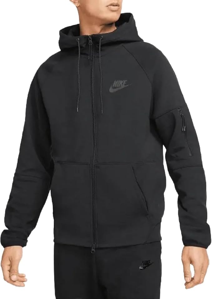 Nike Sportswear Tech Essentials DD5284 - Sudadera con capucha de forro polar con cremallera completa, para hombre (EE.UU., Alpha, M, regular, estándar, negro)