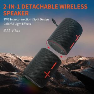 CYBORIS Altavoz Bluetooth dual 2 en 1 portátil dividible de 40 W, altavoz inalámbrico dividido impermeable V5.3 con graves profundos sonido estéreo fuerte, tiempo de reproducción de 24 horas