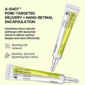 celimax The Vita A Retinal Shot Tightening Booster | 0.1% Retinal, 3% Matryxyl, High-Strength Retinoid for Anti-Aging, Pore Minimizer, Wrinkles & Fine Lines, Firmer Skin, 15ml