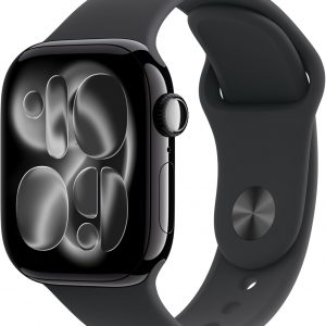 Apple Watch Series 11 [GPS 42mm] Smartwatch with Jet Black Aluminum Case with Black Sport Band - S/M. Sleep Score, Fitness Tracker, Health Monitoring, Always-On Display, Water Resistant